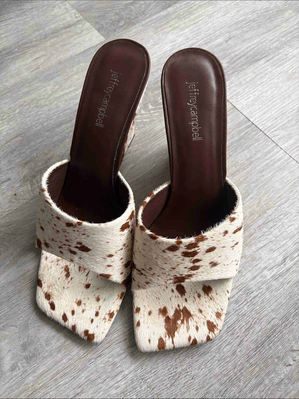 Jeffrey Campbell White Capital F Genuine Calf Hair Wedge Sandal, Size 8.5
